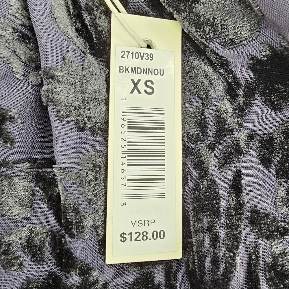 Max Studio Midnight Blue w/ Black Velvet Devore Sleeveless Tie Neck Top XSmall - Picture 4 of 13
